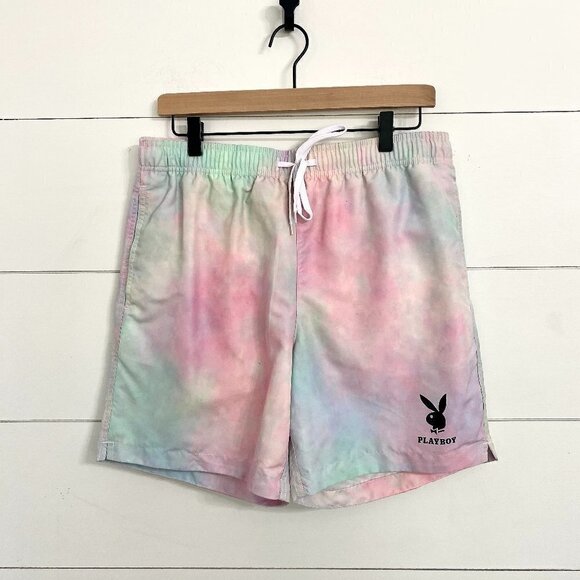 Pacsun x Playboy Pastel Tie Dye Drawstring Swim Trunk Shorts, Size Medium - Picture 3 of 9